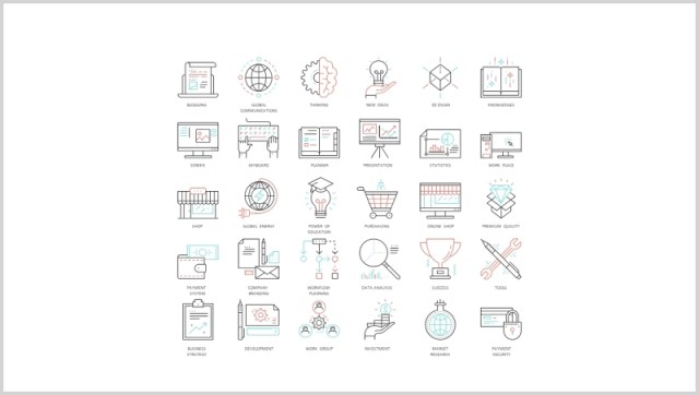 线性办公图标PPT元素素材可编辑Big Icons 线性办公图标PPT元素素材可编辑Big Icons