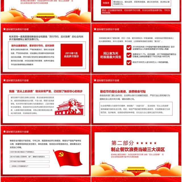 红色党政党建杜绝餐饮浪费践行节约风尚光盘行动动态PPT模板 红色党政党建杜绝餐饮浪费践行节约风尚光盘行动动态PPT模板