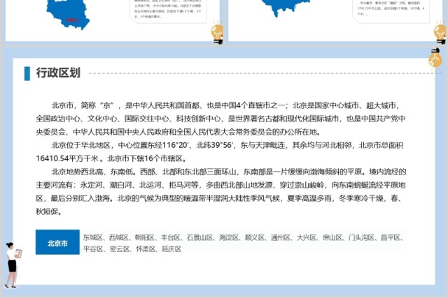北京市可编辑地图PPT模板素材 北京市可编辑地图PPT模板素材