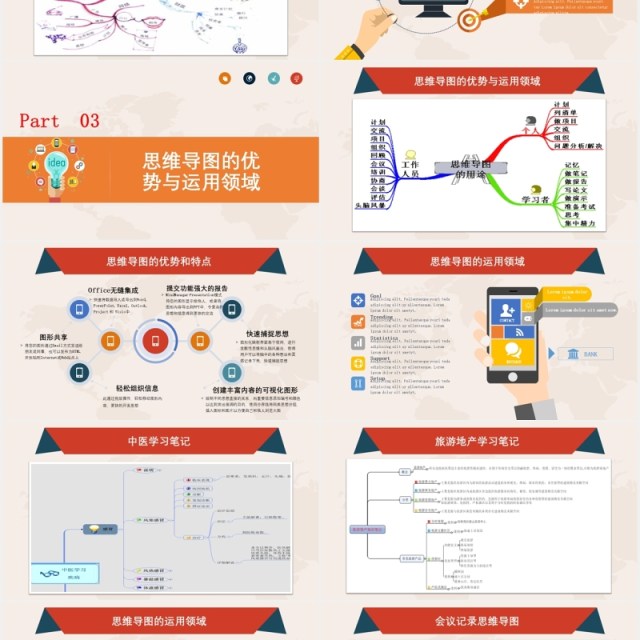 彩色思维导图大脑开发学习培训课程PPT模板 彩色思维导图大脑开发学习培训课程PPT模板