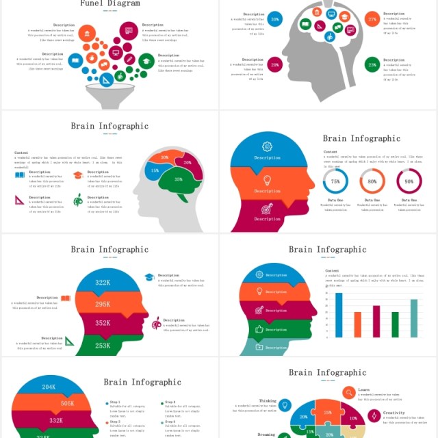 大脑信息图表头脑风暴思维PPT模板素材Brain Infographic for Powerpoint Template