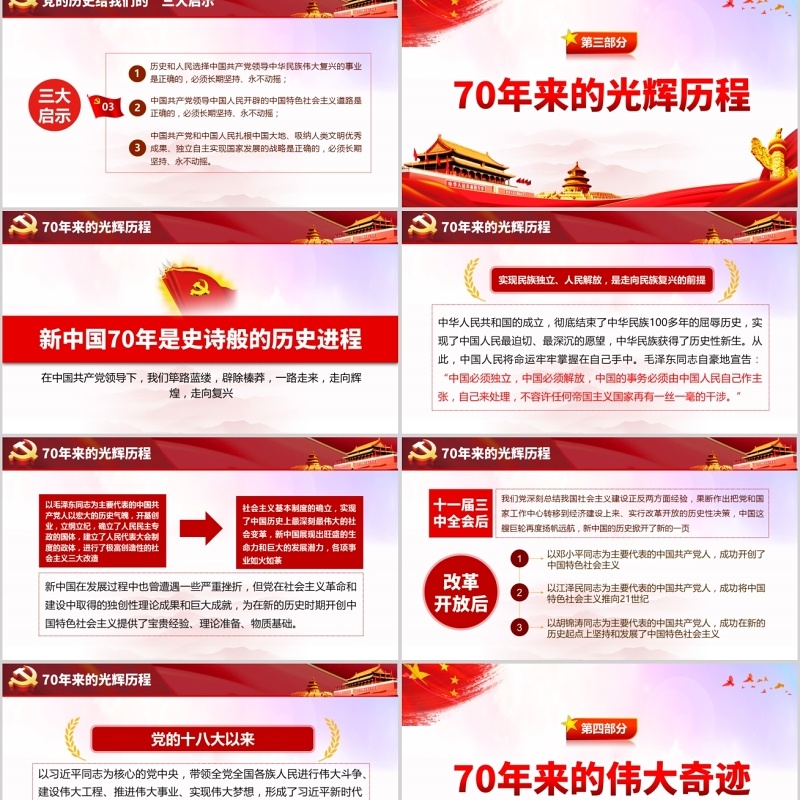 红色党政我和我的祖国庆祝中华人民共和国70周年党课PPT模板