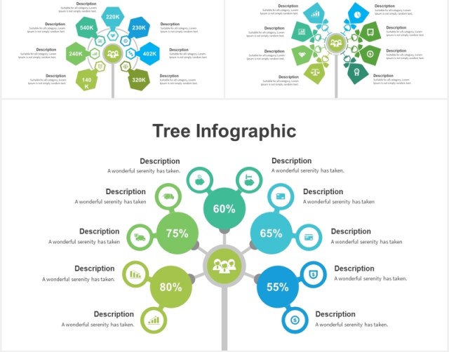 创意树形树状图PPT信息图表可视化素材Tree Diagram for Powerpoint Template