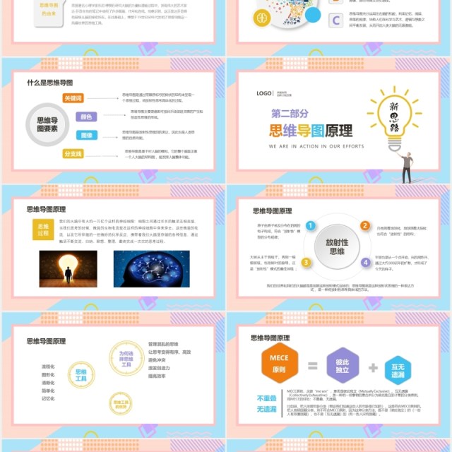 简约彩色思维导图培训学习课程PPT模板 简约彩色思维导图培训学习课程PPT模板