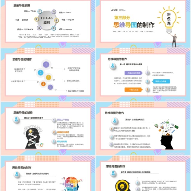 简约彩色思维导图培训学习课程PPT模板 简约彩色思维导图培训学习课程PPT模板