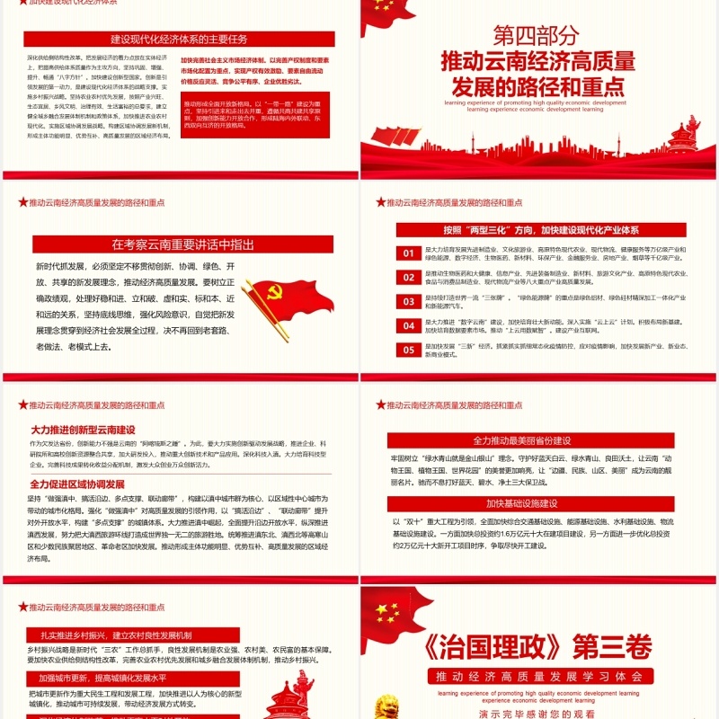 红色治国理政第三卷推动经济高质量发展学习体会党建党课动态PPT模板
