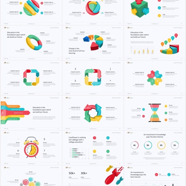 创意教育培训信息图表PPT图片排版设计素材EDULINE - Education & Creative template (PPTX)