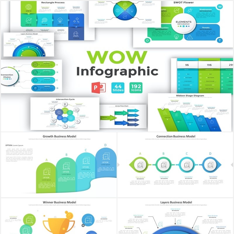 循环周期项目阶段信息图表PPT元素含PSD素材Wow Infographic For Powerpoint