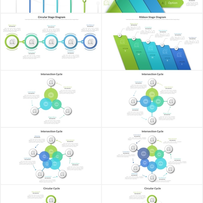 循环周期项目阶段信息图表PPT元素含PSD素材Wow Infographic For Powerpoint