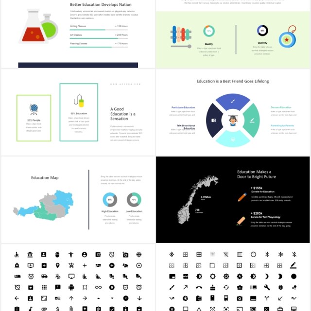 教育教学信息图表PPT图片排版设计素材图标元素Azcora - Education Infographic Powerpoint