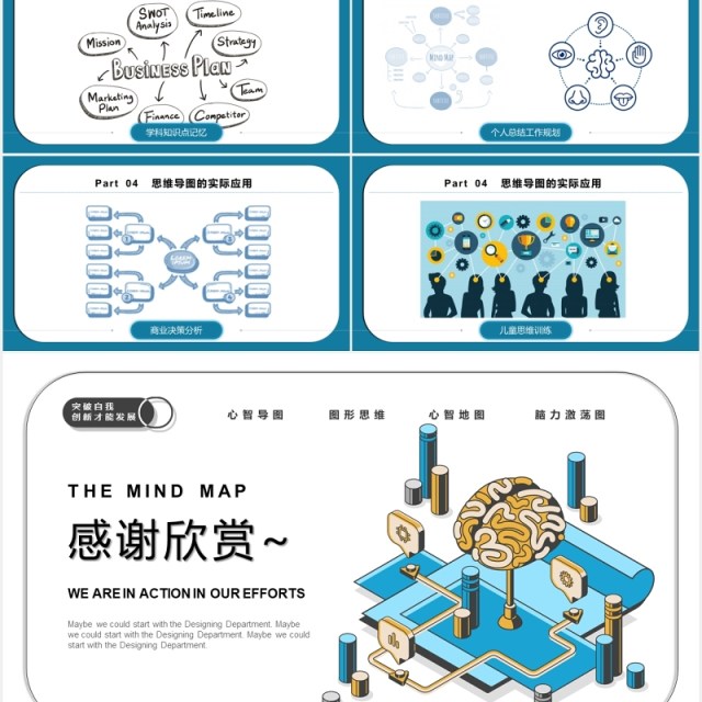 简约思维导图制作培训PPT模板 简约思维导图制作培训PPT模板