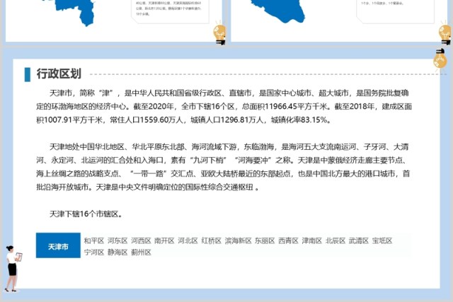 天津市矢量可编辑地图素材PPT模板 天津市矢量可编辑地图素材PPT模板