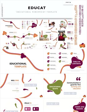 创意图片排版设计教育教学PPT信息图表素材Educat Education Powerpoint Template