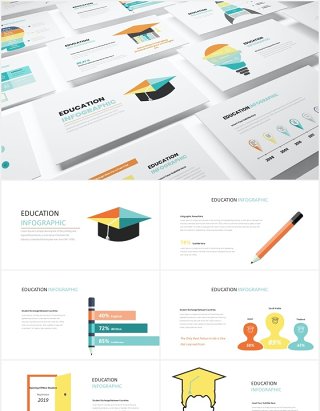 创意图形教育教学PPT信息图表素材Education Infographic Powerpoint  Template