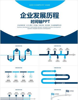 企业宣传发展历程大事记时间轴动态PPT模板