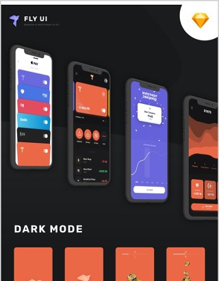 深浅主题金融应用设计的银行投资移动用户界面工具包 飞-UI套件Fly - Banking Investment Mobile UI Kit