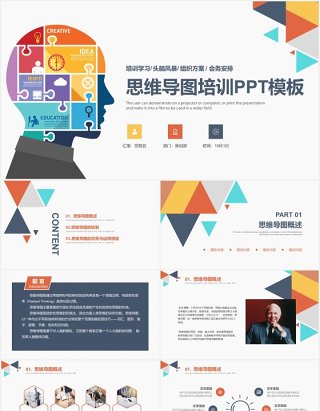 简约头脑风暴思维导图学习方式PPT模板