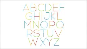 26个英文字母彩色线性拼接字母表PPT元素素材图标Alphabet