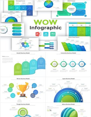 循环周期项目阶段信息图表PPT元素含PSD素材Wow Infographic For Powerpoint