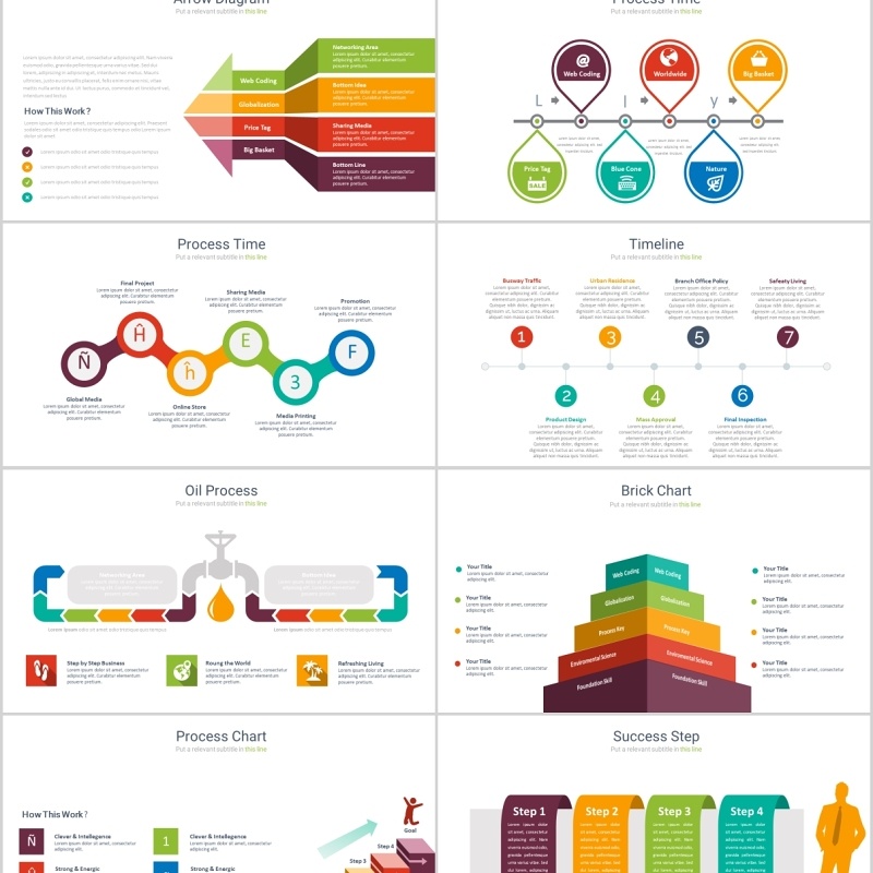 40页多色并列关系ppt图表