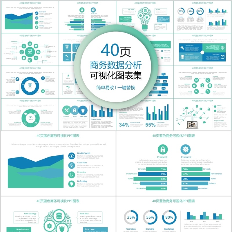 40页商务数据分析可视化图表集
