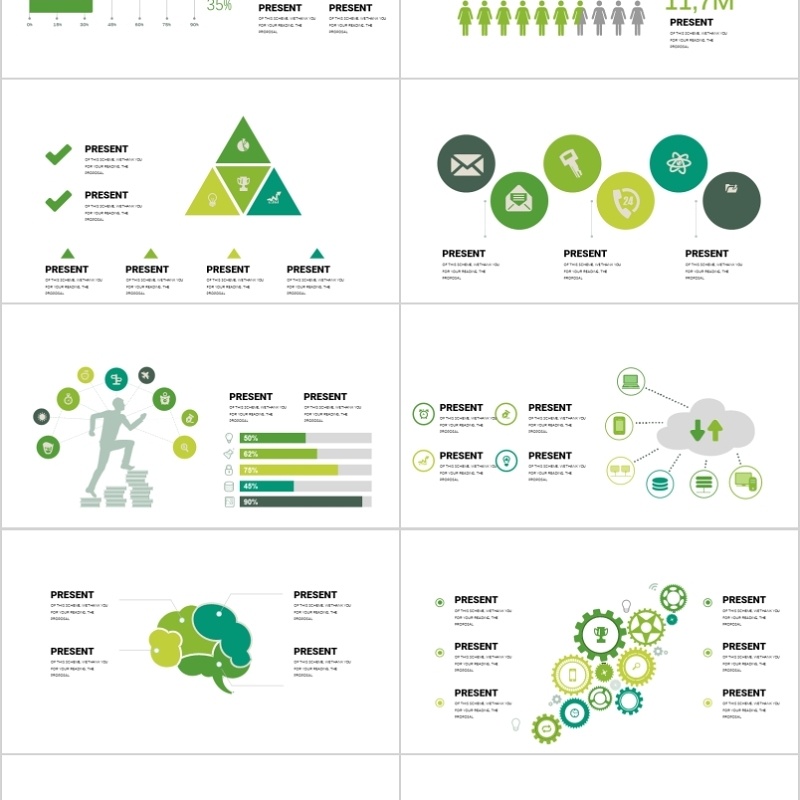 40页箭头并列流程信息可视化图表集