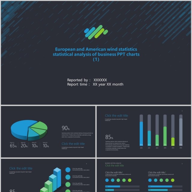 欧美风数据统计分析业务PPT图采集