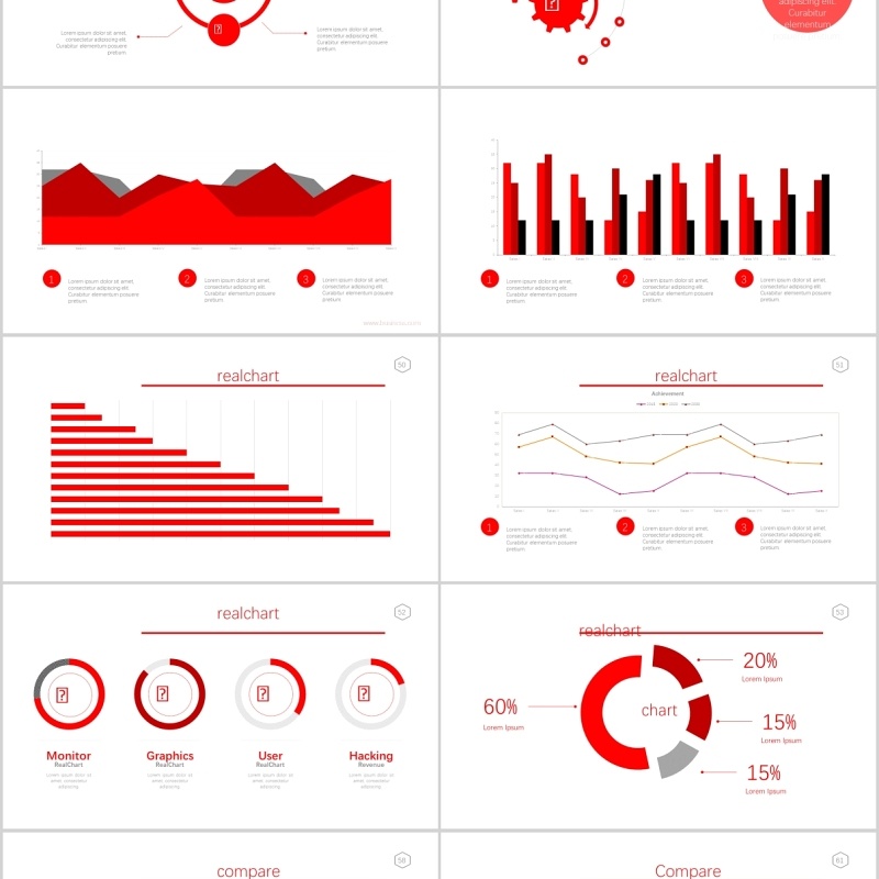 40页黑红大气商务可视化图表集