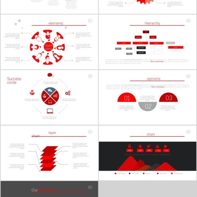 40页黑红大气商务可视化图表集