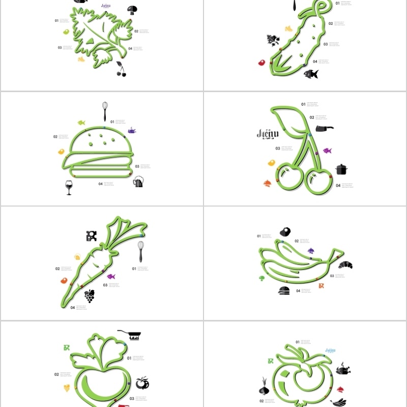40页食品餐厅粗线信息可视化图表集
