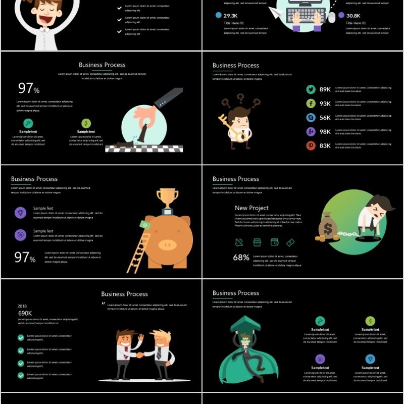 40页创意办公卡通图信息可视化图表集