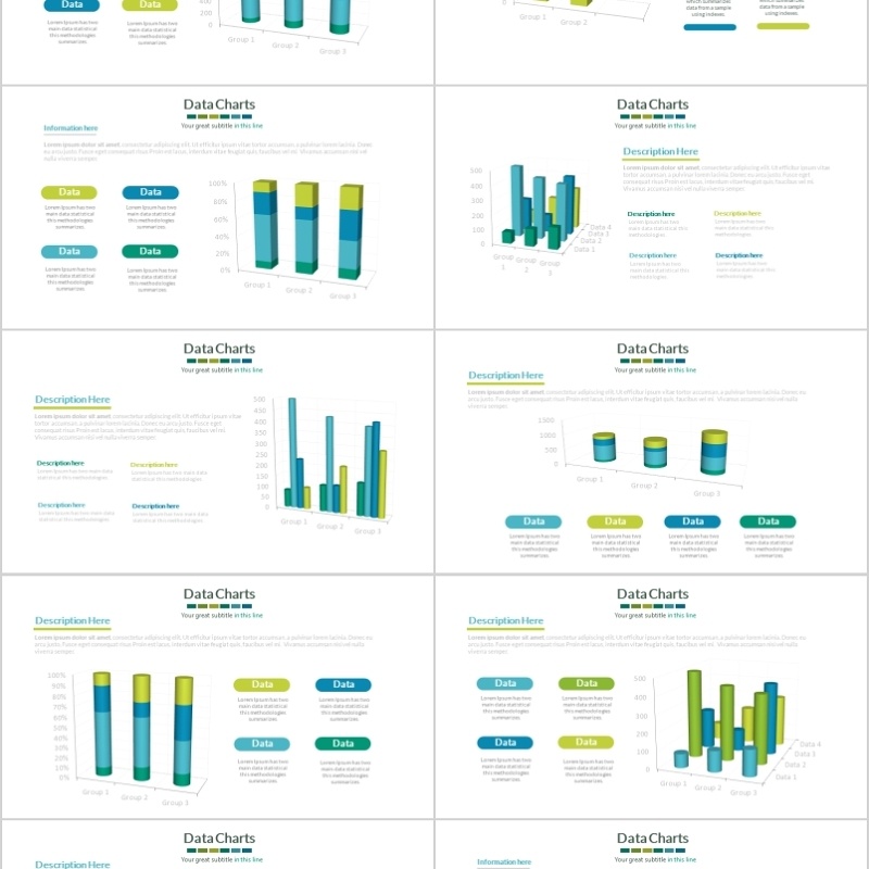 40页柱状图、饼图信息可视化图表集