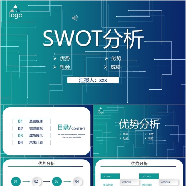 企业公司年会年报计划SWOT分析ppt模板