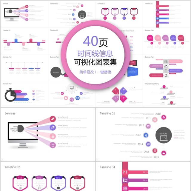 40页时间线信息可视化图表集