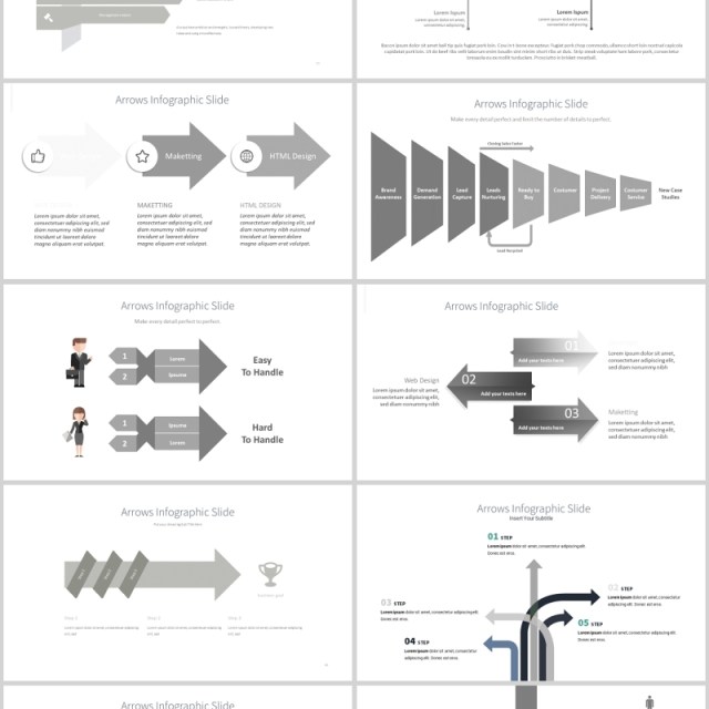 30页灰色箭头商务ppt图表