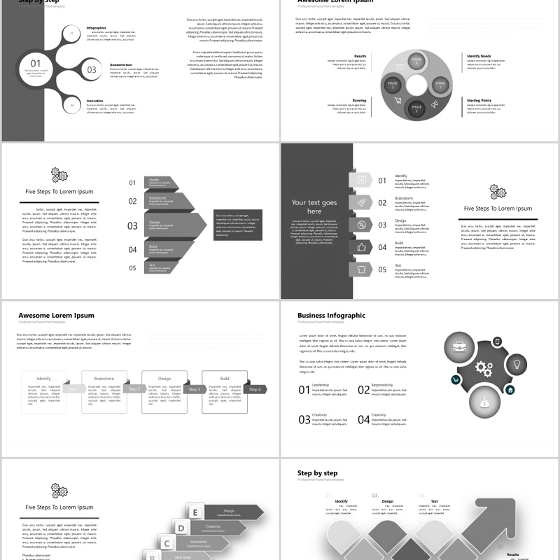 30页黑灰色创意设计ppt图表