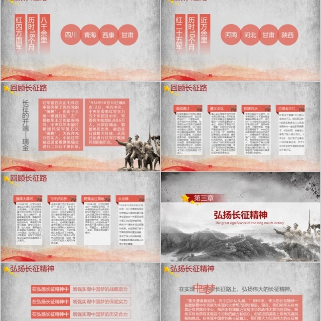 纪念长征胜利党建主题内容型PPT模板 纪念长征胜利党建主题内容型PPT模板