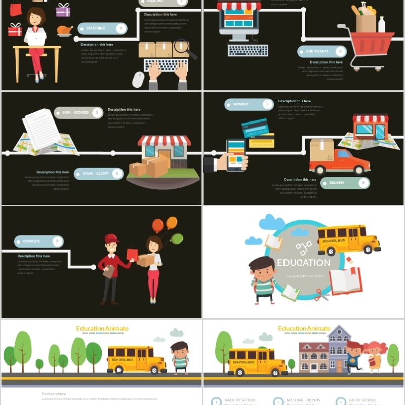 40页商务购物教育信息可视化图表集