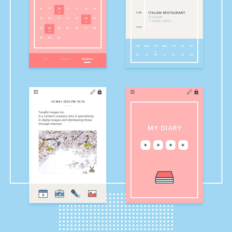 UI设计扁平手机APP交互界面PS模板PSD分层源文件素材