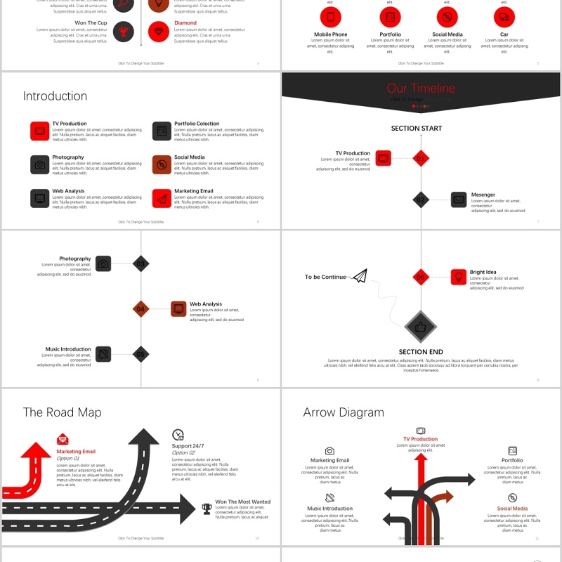 40页黑红大气商务可视化图表集