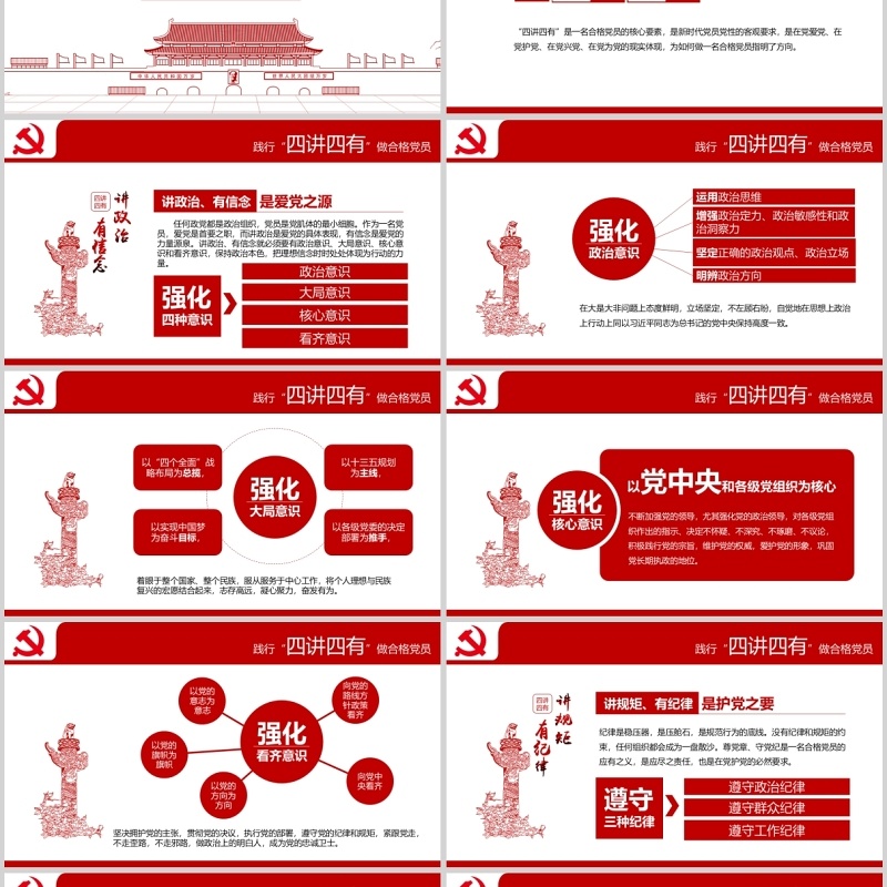 维护核心四讲四有做合格党员PPT