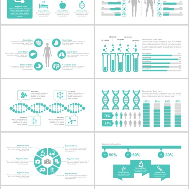 青绿色动态医疗商务PPT图表合集