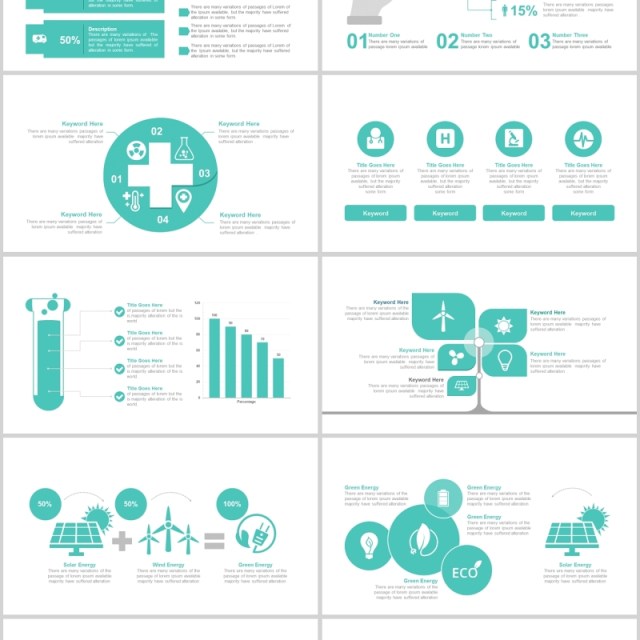 青绿色动态医疗商务PPT图表合集