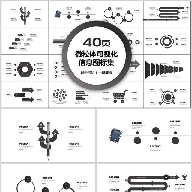 40页微粒体可视化信息图标集