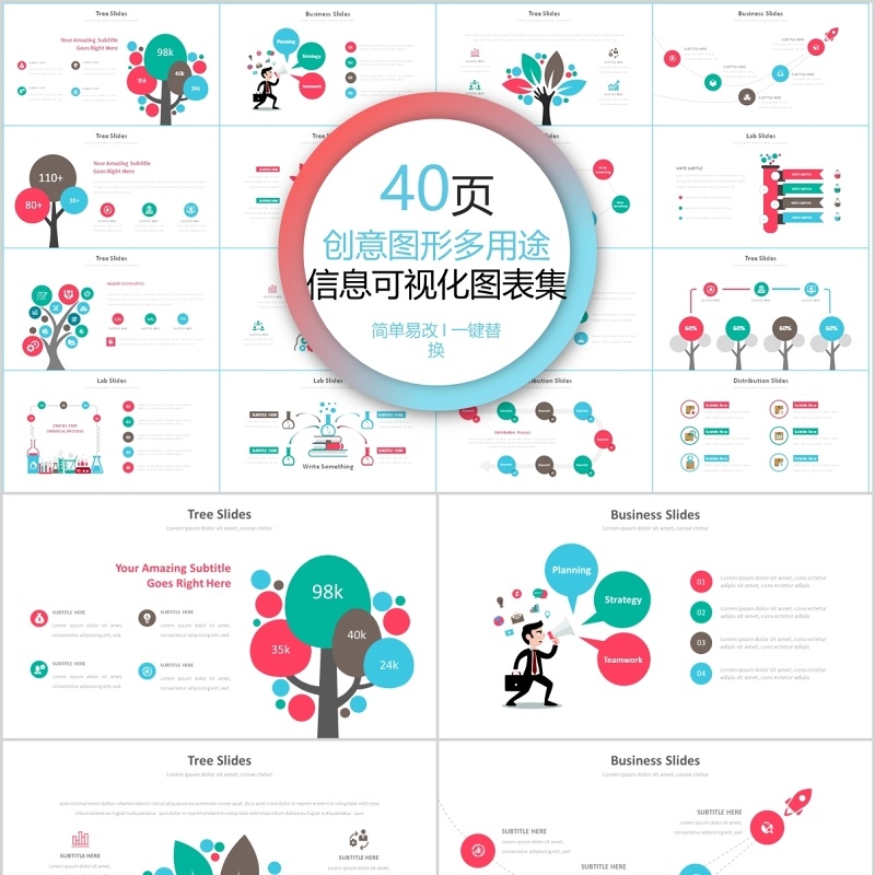 40页创意图形多用途信息可视化图表集