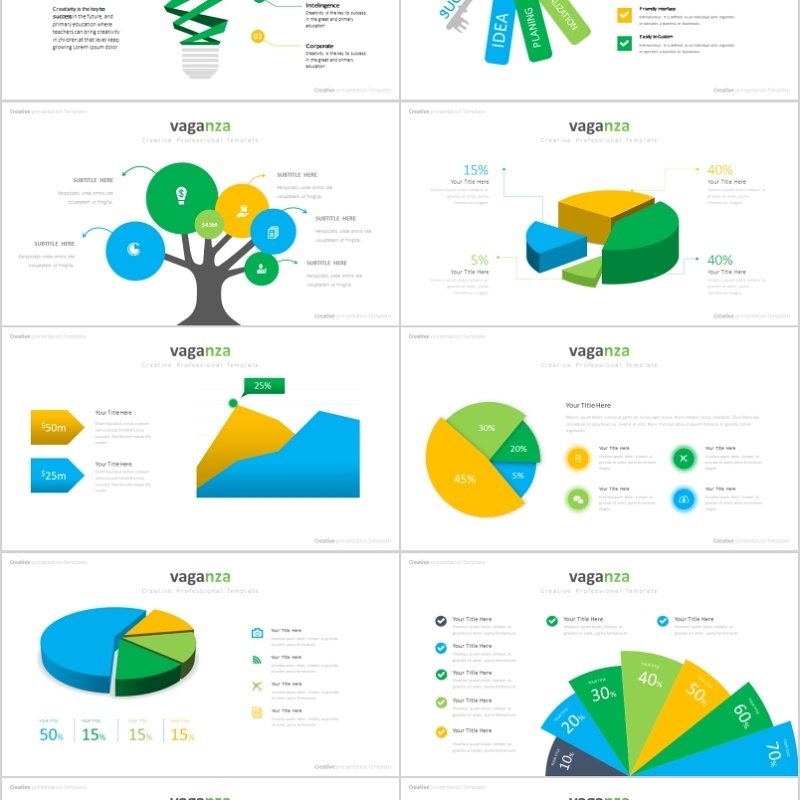 40页黄绿创业图形信息可视化图表集