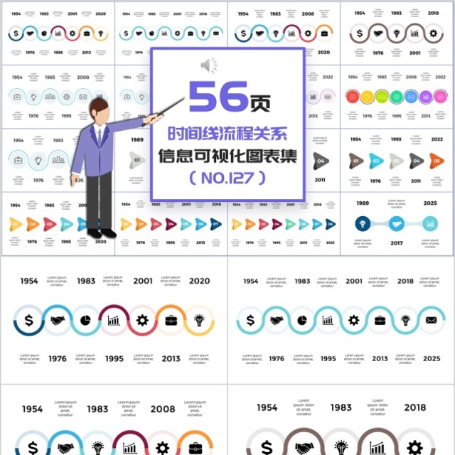 56页时间线关系信息可视化图表集