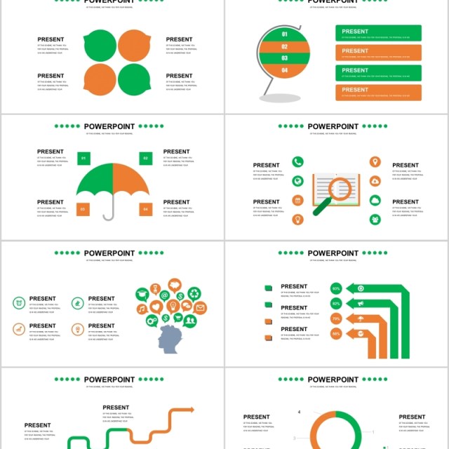 40页橙绿可视化信息图标集