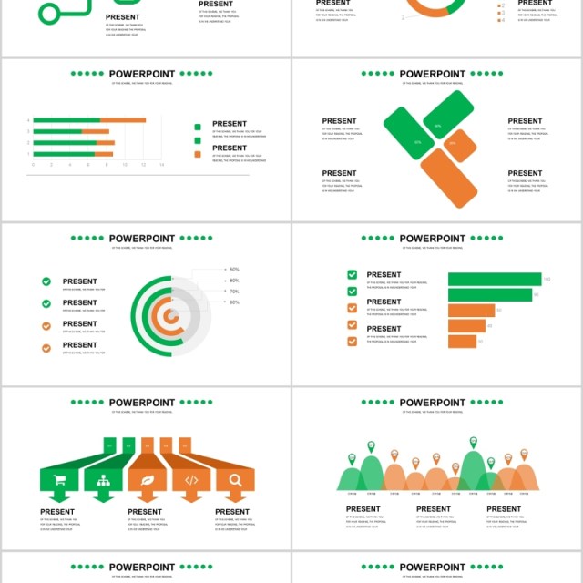 40页橙绿可视化信息图标集