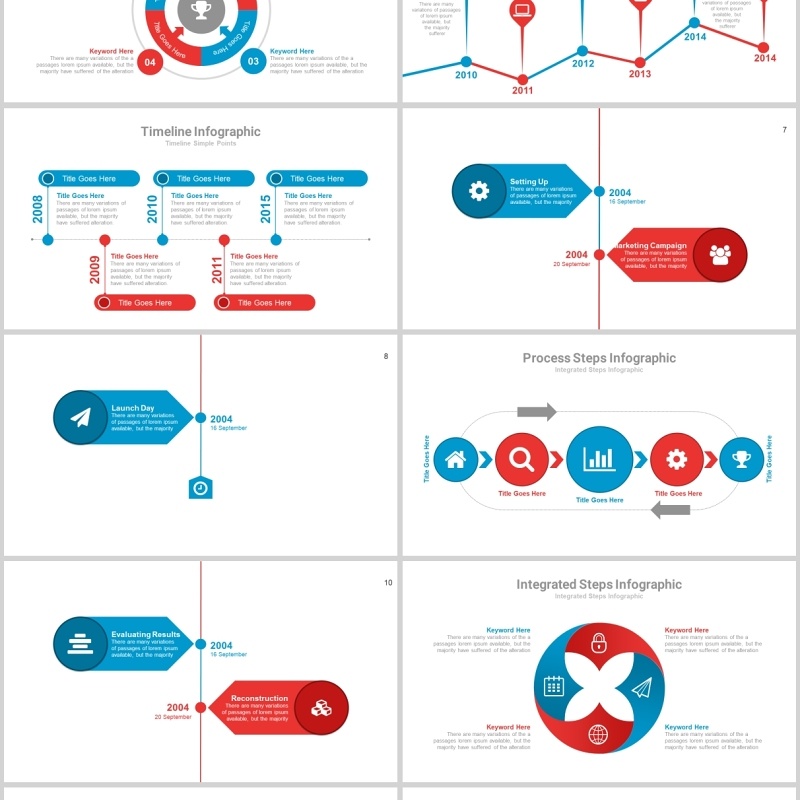 红蓝双配PPT信息图表